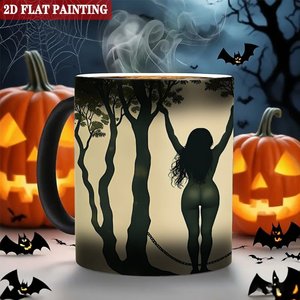 Simple Unprinted DIY Frosted Craft Mug 11oz Black <b>Ceramic</b> Heat Sensitive <b>Cup</b> - Product Image 6