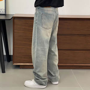 أزياء الرجال المتضخم أزياء مصمم فضفاض الجينز Y2K الهيب هوب فضفاضة تناسب الجينز مخصص المطرزة الجينز - Product Image 1