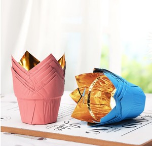 Involucro di caramelle <span class=keywords><strong>in</strong></span> foglio di <span class=keywords><strong>alluminio</strong></span> fodere per Cupcake <span class=keywords><strong>in</strong></span> tulipano oro/argento supporti per tazze di carta da forno custodie per Muffin oleate per matrimonio - Product Image 3