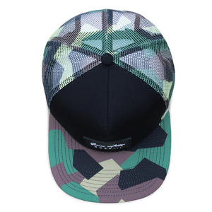 Gorra de béisbol de malla con visera plana de camuflaje, parche de goma personalizado, 5 paneles, sublimación, para hombre - Product Image 3