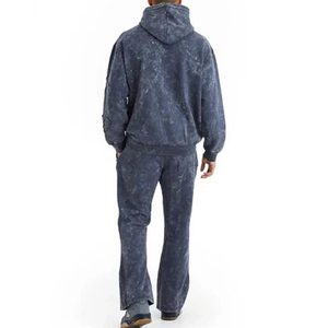 Best Selling Custom Logo Men Winter Acid Wash Tracksuit 100% Cotton Streetwear Breathable Eco-Friendly - Product Image 2