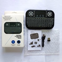 Keyboard Mini 2.4G lampu latar, dengan Mouse dapat disentuh Keyboard untuk kotak TV pintar Desktop PC