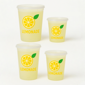 Customized Logo Round <strong>Food</strong> <strong>Container</strong> Hot Soup Plastic PP Soup Cups Deli Cup Lemon Water Lemonade 16/24/32 oz <strong>Container</strong> <strong>With</strong> Lid - Product Image 1