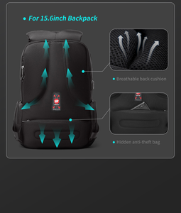 <span class=keywords><strong>Mochila</strong></span> para Portátil <span class=keywords><strong>Tigernu</strong></span> <span class=keywords><strong>Antirrobo</strong></span> e Impermeable contra Tormentas, con Múltiples Bolsillos, Puerto USB y Espalda de Panal - Product Image 4