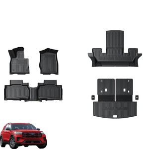 Tapetes 3D de TPE para Piso y Maletero con Tapete para Respaldo, Impermeables para Todo Clima, para Ford Explorer 2020-2025 de 6 <span class=keywords><strong>Pasajeros</strong></span> con Asientos Tipo Capitán - Product Image 1