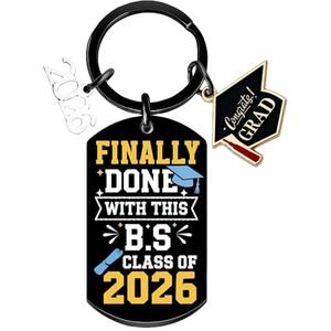 Porte-clés en acier inoxydable Uionen 2026 avec plaque gravée « Chapeau de docteur derrière vous » – Idéal pour la saison des diplômes - Product Image 5