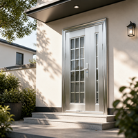 Porte d'entrée de sécurité à double battant en acier inoxydable 304 avec verre intégral – Vente en gros
