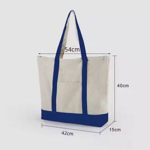 Bolsa de Lona Personalizable, Resistente y Portátil, con Correa de Color Combinado y Base Reforzada, Tamaño Grande, para Compras - Product Image 6