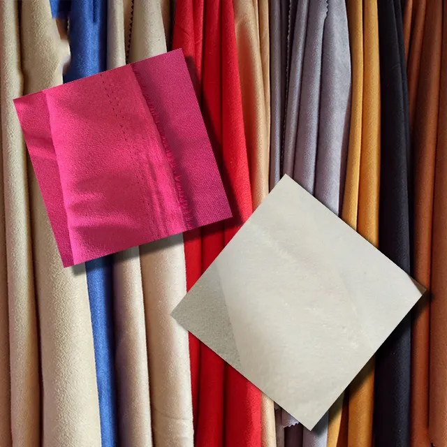 Warp knitted suede fabric 60% polyester silk 40% island silk