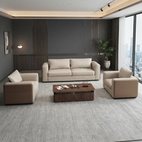 Ensemble de canapés de bureau modernes et luxueux, revêtement en cuir, fauteuils, table basse, mobilier de réception, salon, école, hôpital, usage commercial