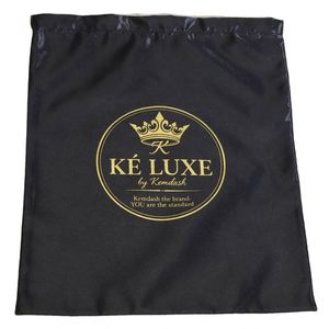 Sac à cordon en satin noir pour sous-vêtements et chaussures, pochette anti-poussière, sac d'emballage en satin avec logo personnalisé imprimé - Product Image 4