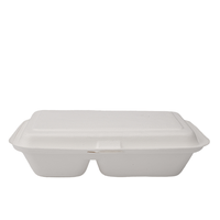 Emballage en pulpe jetable biodégradable à 2 compartiments Boîte à lunch en bagasse de canne à sucre Assiettes jetables sans danger pour les aliments