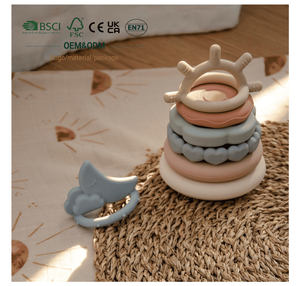 JET NEW Jouets Montessori en silicone, colonne d'empilage en tissu, jouets éducatifs, motricité fine, <span class=keywords><strong>apprentissage</strong></span> sensoriel, enfants de 4 à 6 ans - Product Image 1