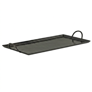 Plateau de service rectangulaire en métal, prix de gros et abordable, avec poignées, couleur unie, design minimaliste, plateau durable - Product Image 1