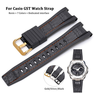 Correas de reloj de goma TPU con patrón de <span class=keywords><strong>cuero</strong></span> grabado 13mm * 26mm con correas de reloj de mano Stitch para la serie <span class=keywords><strong>Casio</strong></span> GST - Product Image 2