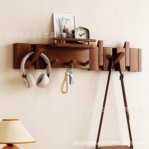 Wooden Storage Rack With Piano <b>Key</b> <b>Hooks</b> <b>Wall</b> Mounted Entryway Organizer <b>For</b> Clothing And Miscellaneous Items - Product Image 4