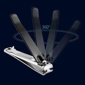 Coupe-ongles en acier au carbone noir, petit, portable, avec lime - Product Image 2