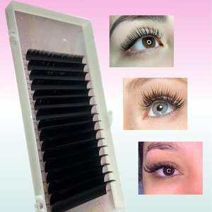 Extensions de cils individuelles en gros, fournitures pour plateaux de cils, extensions de cils en soie noir mat, extensions de cils volume intense en cachemire - Product Image 1