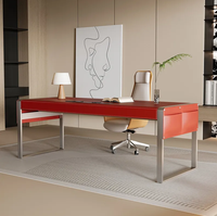 Bureau en bois massif avec table à thé et armoire latérale intégrées haut de gamme