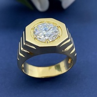 Bague en diamant de laboratoire Good Century pour homme, or bicolore 14 carats, coupe octogonale ronde, bijou audacieux et tendance, sur mesure