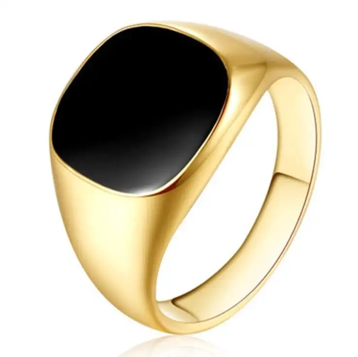 แหวนผู้ชายพังก์ร็อคเรียบสีทองสีเงินสแตนเลสตราแหวนสำหรับผู้ชายฮิปฮอปเครื่องประดับขายส่ง