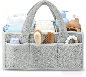 Prezzo di fabbrica grande spazio feltro e materiale orsacchiotto bambino pannolino Caddy Organizer con manico portatile Sherpa vivaio cestino - Product Image 2