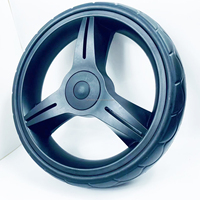 Roue à rayons en plastique Nobby de 11 pouces pour chariot de jouets avec frein à dégagement rapide, pneu en PU et roulement à billes