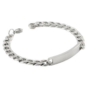 Bracelet chaîne cubaine en acier inoxydable avec logo gravé classique, cadeau de bijoux pour les couples - Product Image 3