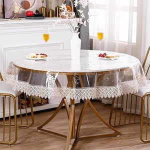 Huihue 사용자 정의 럭셔리 라운드 화이트 폴리 에스테르 레이스 가장자리 테이블 천 결혼식 - Product Image 2