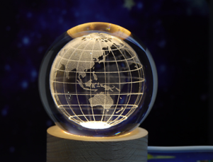 Lámpara de noche de bola de cristal en blanco del Sistema Solar 3D con base de luz de noche Led de madera - Product Image 2