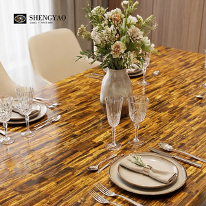 Set di Tavoli da Pranzo in Pietra Naturale di Lusso Personalizzati con Occhio di Tigre Giallo <span class=keywords><strong>per</strong></span> Ristoranti, Ville e Case - Product Image 3