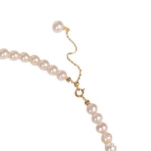 Collier pour femme en argent 925 avec perles d'eau douce de 5-6 mm, chaîne de clavicule avec imperfections circulaires - Product Image 5