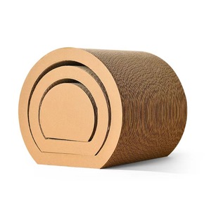 Jouet à gratter pour animaux de compagnie en carton ondulé, combinant tunnel, griffoir et nid, en forme de baril, pour le tranchage des griffes - Product Image 4