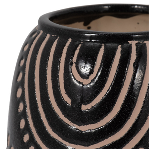 Vaso Moderno in Ceramica Nero con Motivo Tribale, Decorazione d'Arredo per Soggiorno e Camera da Letto - Product Image 4