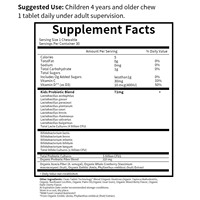 Probiotiques pour enfants en marque privée OEM, 5 milliards d'UFC, comprimés à croquer avec vitamines C et D pour soutenir l'immunité des enfants