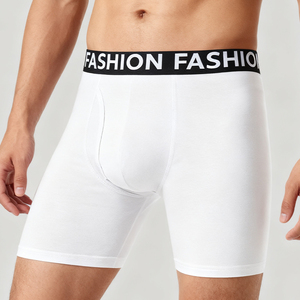 Boxer da <span class=keywords><strong>Uomo</strong></span> Personalizzabili in Cotone, Intimo Maschile Lungo Igroscopico di Alta Qualità, Bianco - Product Image 3