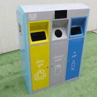 Poubelle de tri des déchets à trois compartiments en métal, armoire de tri des déchets à 3 fentes, poubelle de tri extérieure pour parc public et rue