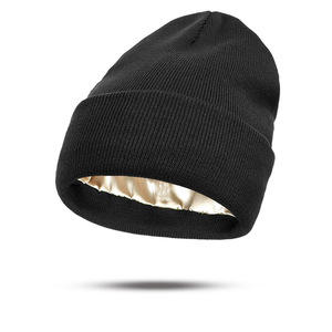 Berretto in Acrilico Unisex con Logo Ricamato 3D Personalizzato, Fodera in Raso, Caldo e Spesso per Autunno e Inverno, Cappello Lavorato a Maglia per Sci - Product Image 2