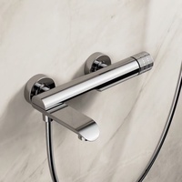 Ensemble de douche mural pliable avec pommeau carré, jet de massage, robinet mitigeur minimaliste tout en cuivre, affichage LED chromé