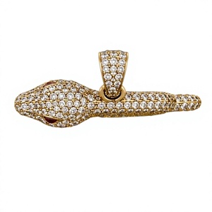 ORELIA LUXE Custom Iced Out Moissanite Letter Pendant <b>Copper</b> Round Brilliant Cut Gold Plated Snake <b>Chain</b> Hip Hop Men's Jewelry - Product Image 5