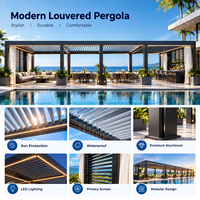 Pergola à toit automatique en aluminium sur mesure, grand abri de loisirs extérieur pour espaces hôteliers de luxe