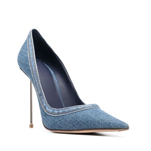 Escarpins à talons aiguilles ultra fins en jean chic pour femme, grande taille 45, à bout pointu - Product Image 6