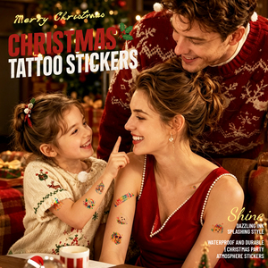 Tatuajes Temporales Navideños para Niños, Pegatinas de Papel para la Cara, Resistentes al Agua, Diseños de Santa Claus con Efecto de <span class=keywords><strong>Acuarela</strong></span>, Arte Corporal para Fiestas - Product Image 3
