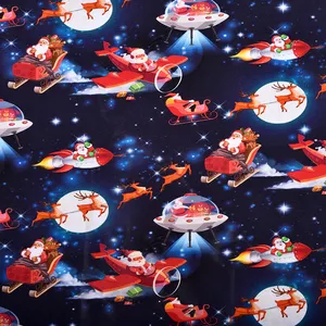 New Fashion Design Santa Claus Christmas Reindeer Digital Printed Spandex Cotton Jersey Fabric For Clothing