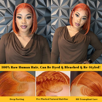 Stock américain Orange foncé gingembre 100% vietnamien cuticule aligné cheveux humains Bob perruques 5x5 Hd greffe dentelle fermeture perruque