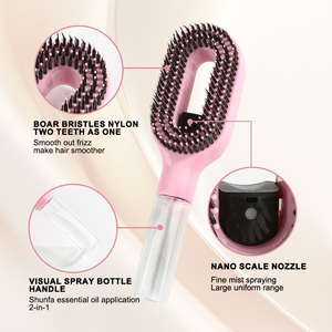 Cepillo Desenredante 2 en 1 con Pulverizador Recargable y Logotipo Personalizado, Cepillo <span class=keywords><strong>para</strong></span> Cabello con un Clic, Antiestático, Anti-Frizz, <span class=keywords><strong>para</strong></span> Cabello Encrespado - Product Image 3
