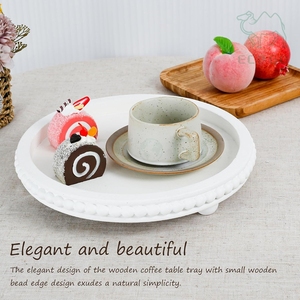 Home Decor <b>White</b> <b>Round</b> Coffee <b>Table</b> Wood Beaded Cosmetics Storage Serving Tray Jewelry Display Stand - Product Image 5