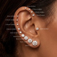 Boucles d'oreilles en titane F136 avec zircon 5A à quatre griffes, accessoires de piercing pour clous de nez et têtes d'ancres dermiques