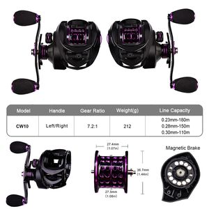 Baitcasting Reel deniz balıkçılık makaraları karbon kabuk 7.2:1 dişli oranı 10KG maksimum sürükle yüksek hızlı sürükle döküm balıkçılık tekerlek - Product Image 3