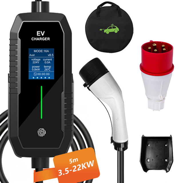 11 kw Ev Car Charger Fast Charging 11kW Portable EV Charger Type 2 Plug, Housing and High-Speed Charging for All EV Models